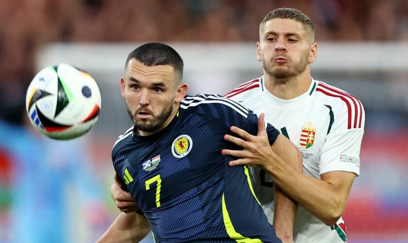 Scotland's John McGinn in action with Hungary's Marton Dardai. Pic: Reuters