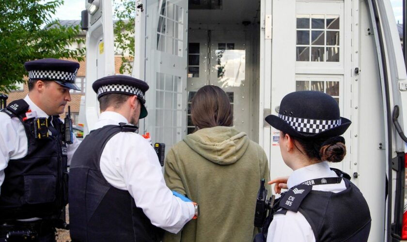 Officers making an arrest as part of the co-ordinated operation. Pic: Met Police