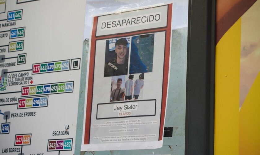 A missing persons sign for Jay Slater in San Tiago del Teide. Pic: Adele-Momoko Fraser