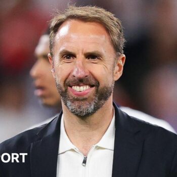 Photo of England manager Gareth Southgate smiling