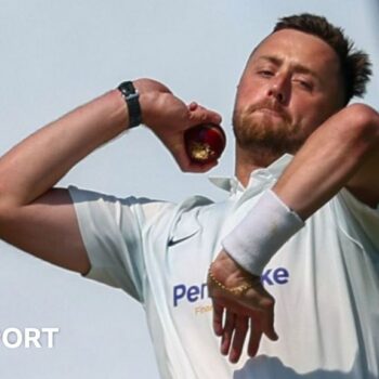 Louis Kimber pulls Ollie Robinson for six on the final day of the Vitality County Championship Two match between Sussex and Leicestershire