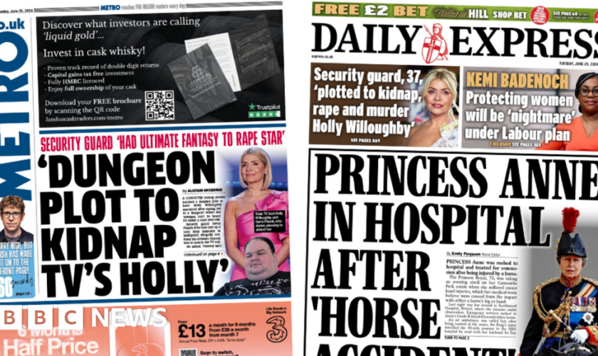 Newspaper review: Princess Anne's injury and Holly Willoughby kidnap plot trial