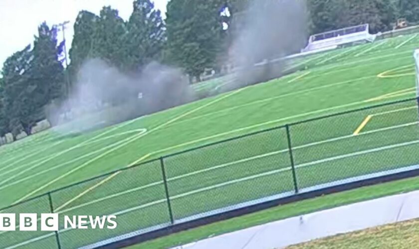 Sinkhole swallows Illinois football pitch