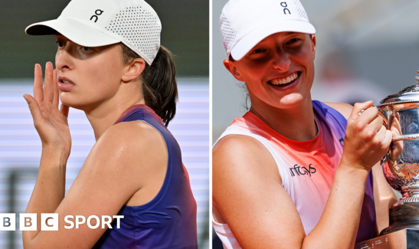 Iga Swiatek looks stressed against Naomi Osaka and smiles with the French Open trophy