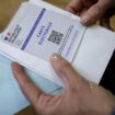 Une électrice attend pour déposer son bulletin de vote lors du 1er tour des législatives, le 30 juin 2024 à Toulouse, en Haute-Garonne