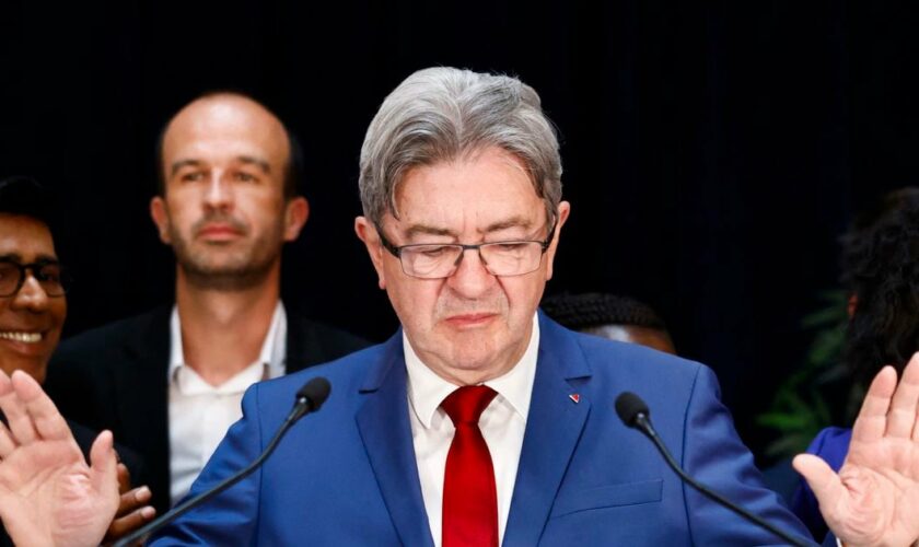 Jean-Luc Mélenchon, le leader de La France insoumise, au soir du second tour des élections législatives, le 7 juillet 2024.