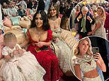 Kim and Khloe Kardashian pose for photo with two-year-old daughter of former Prime Minister Boris Johnson at star-studded £250million Ambani wedding in India