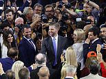 Eric Trump stands alongside Tiffany and Don Jr. as their father officially wins the Republican nomination to be president