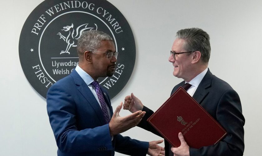 Sir Keir met Vaughan Gething in the Senedd, Cardiff. Pic: PA