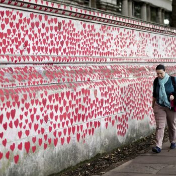 The National COVID Memorial Wall marking the victims of the pandemic. Pic: PA