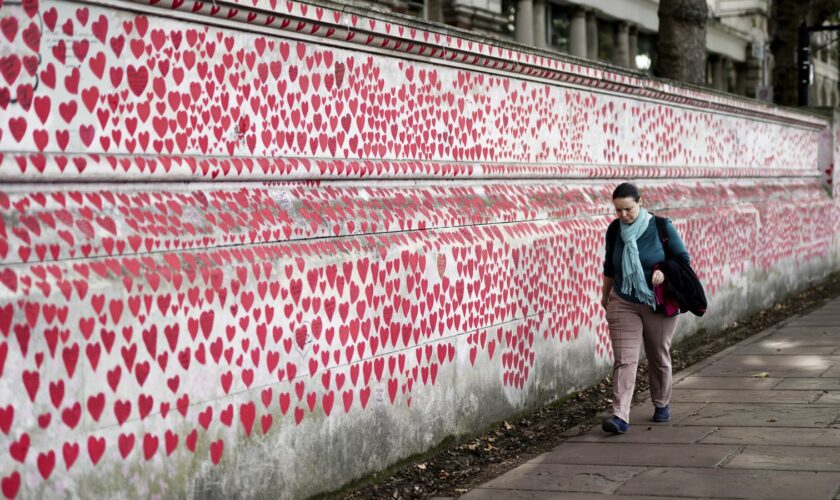 The National COVID Memorial Wall marking the victims of the pandemic. Pic: PA