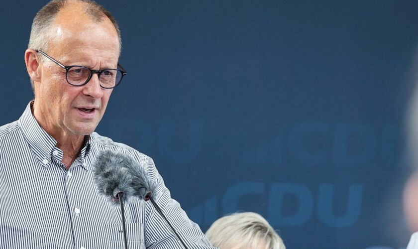 Friedrich Merz hält Rede zum Wahlkampfauftakt in Sachsen und Thüringen