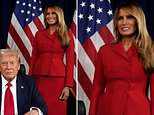 Melania Trump stuns in red as she walks into the Republican convention to a roaring crowd to watch husband Donald speak in his first speech after he dodged a bullet