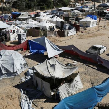 Most of Gaza's population are now in crowded camps with unsanitary conditions. Pic: Reuters