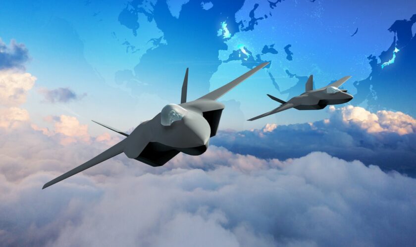 An artist's impression issued by Downing Street of what the final design could look like for the next-generation of fighter jets developed under the Global Combat Air Programme (GCAP) to take to the skies by 2035 and serve as a successor to the RAF Typhoon. Britain will work to develop next-generation fighter jets with Italy and Japan, Rishi Sunak has announced