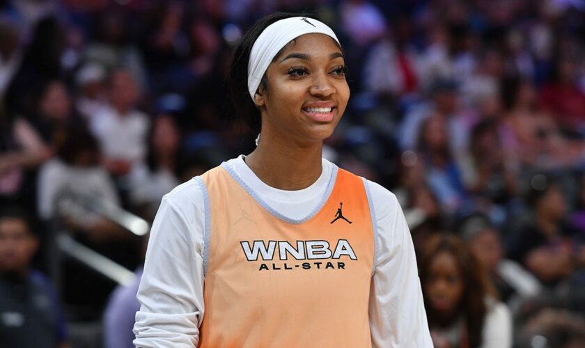 Sky's Angel Reese sinks half-court shot in friendly competition at WNBA All-Star practice