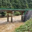 The collapsed bridge in Zhashui County. Pic: Xinhua/AP