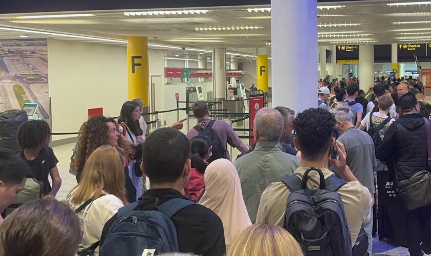 Passengers at Gatwick Airport faced lengthy queues on Saturday. Pic: PA