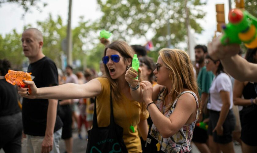 Demonstrators sprayed tourists with water pistols as part of demonstrations this month. Pic: AP