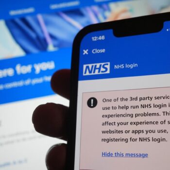 An NHS warning about the IT outage. Pic: PA