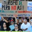 Protests in Palma on Sunday. Pic: AP