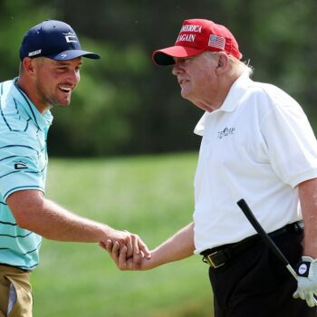 Trump takes swipe at Biden during charity golf round with Bryson DeChambeau