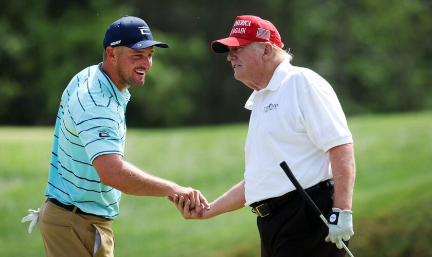 Trump takes swipe at Biden during charity golf round with Bryson DeChambeau