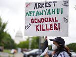 Police in gas masks use pepper spray on anti-Israel protesters on Capitol Hill as chaos erupts during Benjamin Netanyahu's speech to Congress