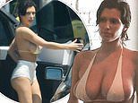 Kanye West's wife Bianca Censori is BACK with her breasts on display at legendary Chateau Marmont in LA - wearing tiny bikini top despite the business casual dress code