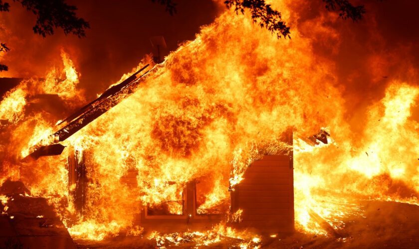 A burning house near Chico, California. Pic: Reuters