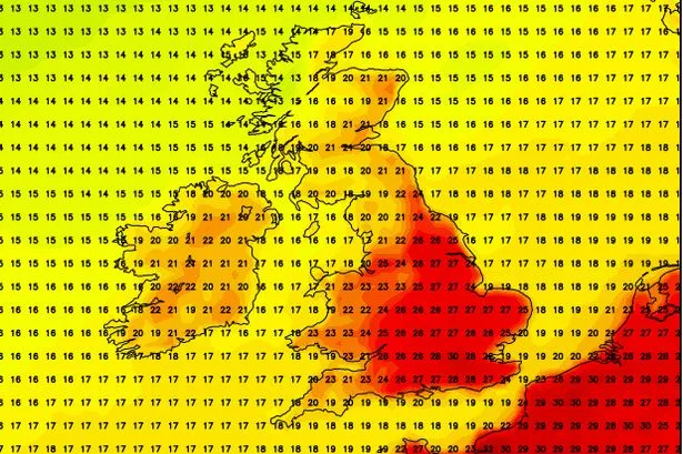 Exact date UK 'heatwave' maps turn fiery red with only 3 places in England spared