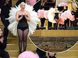 Lady Gaga stuns in a skimpy black bodysuit as she's surrounded by feather clad dancers while rehearsing ahead of her 'duet' with Celine Dion at Olympics opening Ceremony in Paris