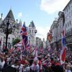 Anti-racist counter-demonstrators begin marching towards thousands-strong Tommy Robinson rally where Islamophobic chants fill the air - as Met Police warn they will arrest anyone who breaks protest rules