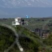 A U.N. peacekeeper guards at a post along the Israel-Syria border in the Israeli-occupied Golan Heights