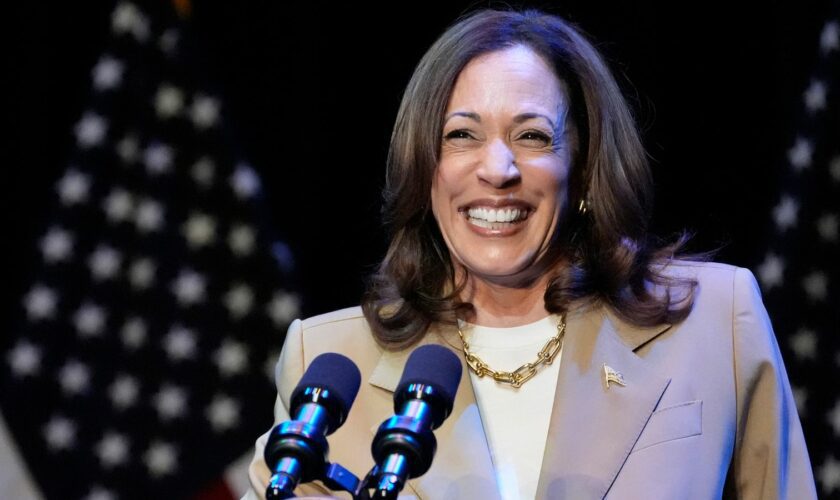 Kamala Harris's campaign has raised $200m. Pic: AP