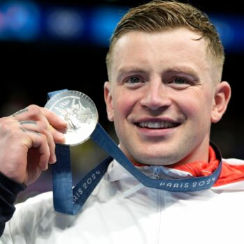 Great Britain's Adam Peaty with his silver medal. Pic: PA