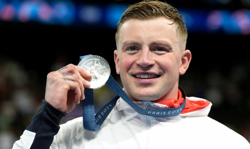 Great Britain's Adam Peaty with his silver medal. Pic: PA