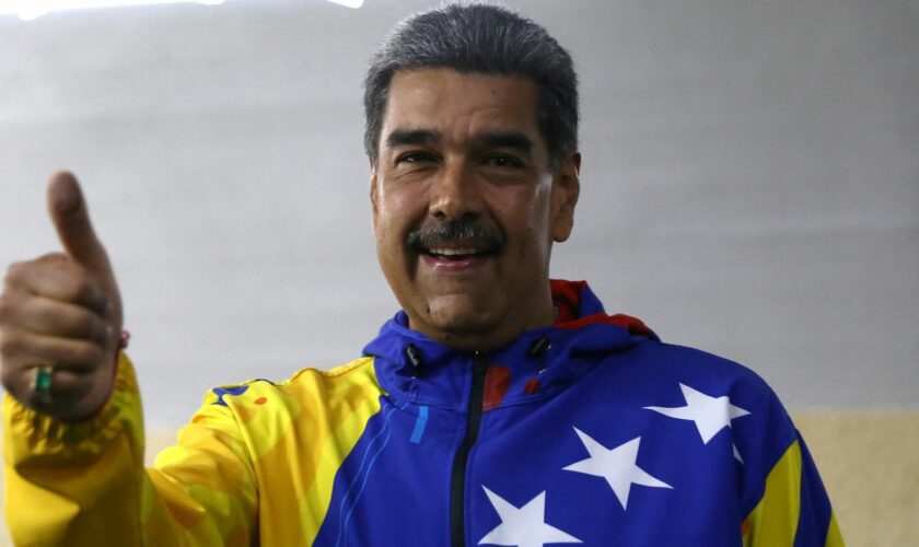 Venezuelan President Nicolas Maduro after casting his vote in the presidential election. Pic: Reuters