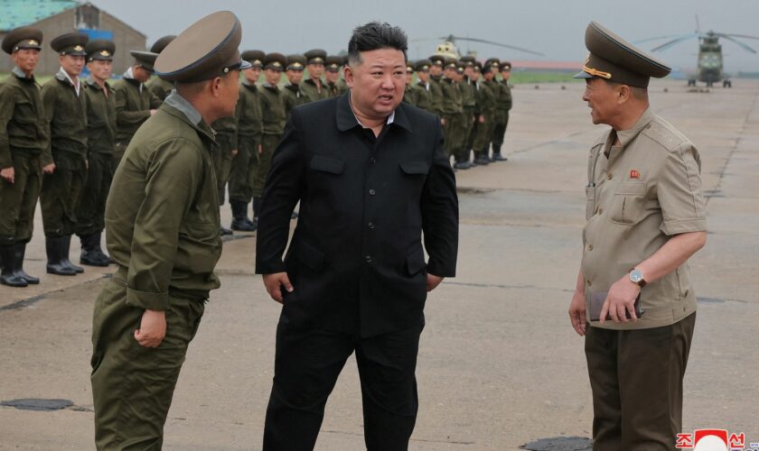 North Korean leader Kim Jong Un observes rescue efforts in flooded areas near the country's border with China, which has been hit by heavy rainfall from Tropical Storm Gaemi, in North Pyongan Province, North Korea, July 28, 2024 in this photo released by North Korea's official Korean Central News Agency. KCNA via REUTERS ATTENTION EDITORS - THIS IMAGE WAS PROVIDED BY A THIRD PARTY. REUTERS IS UNABLE TO INDEPENDENTLY VERIFY THIS IMAGE. NO THIRD PARTY SALES. SOUTH KOREA OUT. NO COMMERCIAL OR EDITO