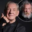 Sir Ian McKellan receives a tidy up as he has his beard shaved and hair cut while sporting a wrist support after finishing role as Falstaff in Player Kings six weeks after his stage fall