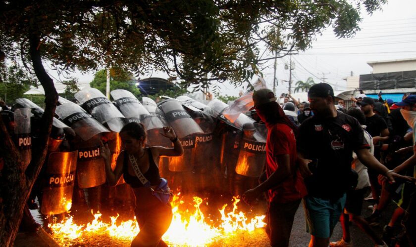 Protesters threw Molotov cocktails at the police. Pic: Reuters