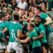 Ireland celebrate Frawley's drop-goal