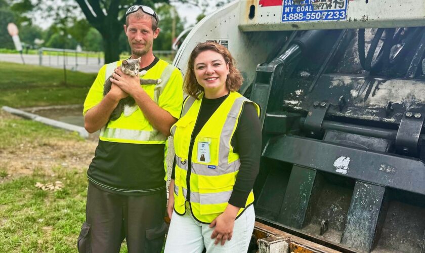 He rescued a kitten from a recycling compactor and named her Squishy