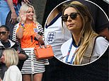 Jordan Pickford's leggy wife Megan totes a £30K Hermes bag as she joins fellow WAG Dani Dyer to cheer on England as they take on Switzerland at Euros quarter final