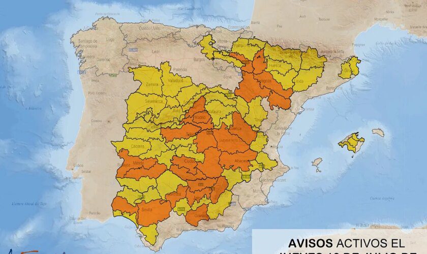 La primera ola de calor del verano pondrá este jueves a casi toda España en aviso amarillo o naranja