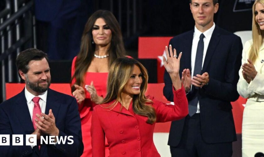 Melania Trump watches husband's convention speech in rare appearance