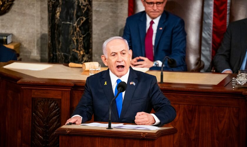 Netanyahu dismisses critics, scolds protesters in defiant speech to Congress