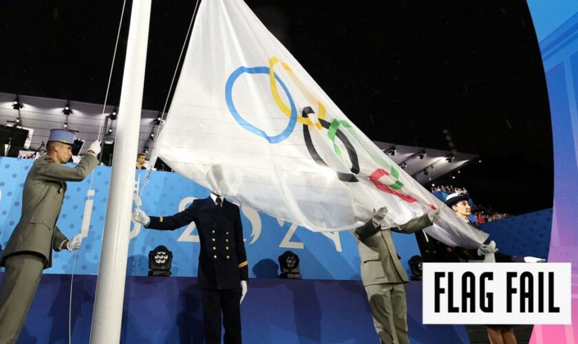 A video of the Olympic flag being raised upside down in the opening ceremony of the Olympics