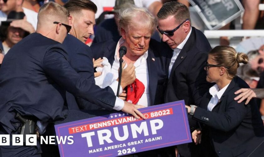 Pictures from Trump rally where shots fired