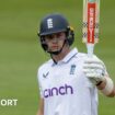 England wicketkeeper Jamie Smith raises his bat to salute the crowd at Edgbaston